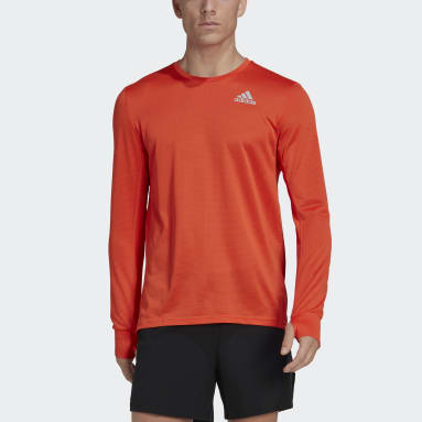 T-shirt Own the Run Long Sleeve Orange Hommes Running