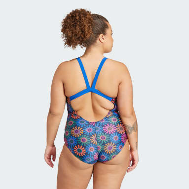 Frauen Sportswear adidas x FARM Rio Badeanzug – Große Größen Blau