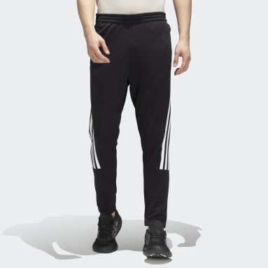 Essentials Warm-Up Tapered 3-Stripes Track Pants - Black, Men's Training