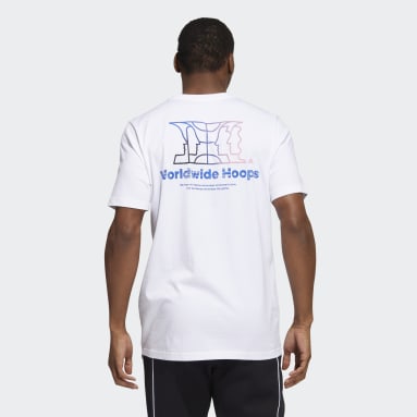 Men's Basketball White Worldwide Hoops Story Graphic Tee