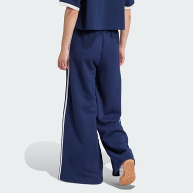 3-스트라이프 루즈 프렌치 테리 와이드 레그 팬츠