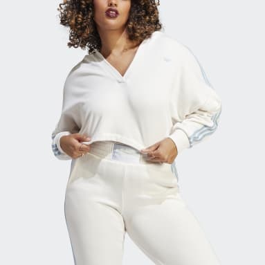 Women's Originals White V-Neck Short Hoodie