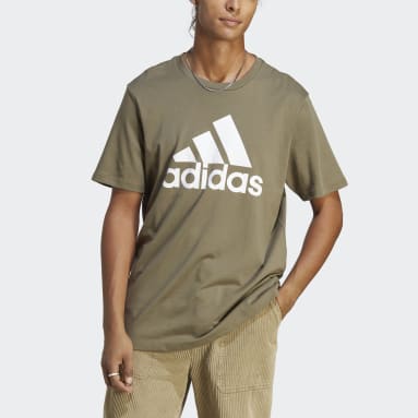 ผู้ชาย Sportswear สีเขียว เสื้อยืดผ้าซิงเกิลเจอร์ซีย์ Essentials Big Logo