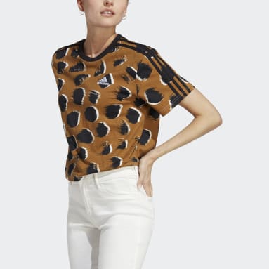 Women Sportswear Brown Essentials 3-Stripes Single Jersey Crop Top