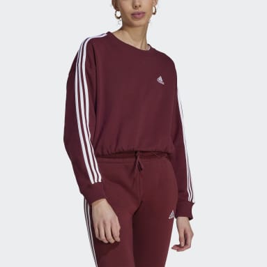 Frauen Sportswear Essentials 3-Streifen Crop Sweatshirt Weinrot