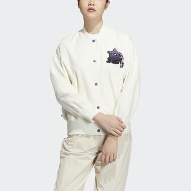 Women Lifestyle White 모던 컬리지에이트 봄버 재킷