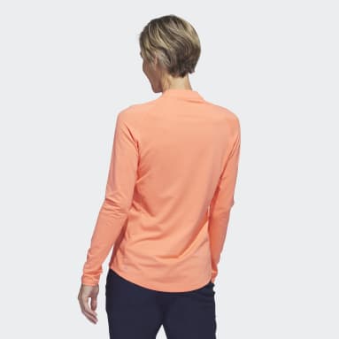 Women Golf Orange Quarter-Zip Long Sleeve Golf Polo Shirt