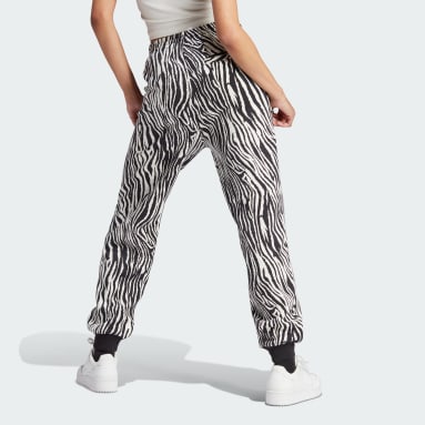 Spodnie dresowe Allover Zebra Animal Print Essentials Bialy