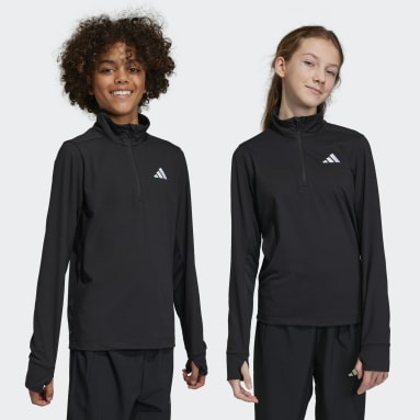 Børn Sportswear Sort AEROREADY Half-Zip Long Sleeve trøje