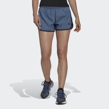 Shorts Marathon 20 Pretina Alta Azul Mujer Running