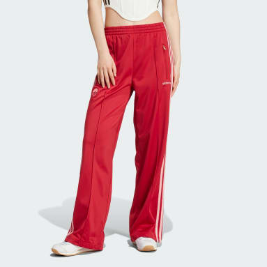 Adidas red joggers womens on sale