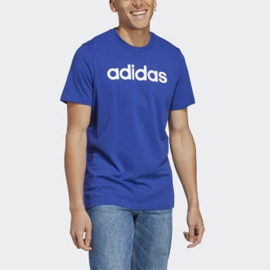 Camiseta Essentials Single Jersey Linear Embroidered Logo Azul Hombre Sportswear