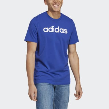 Muži Sportswear modrá Tričko Essentials Single Jersey Linear Embroidered Logo