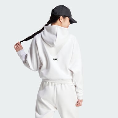 ผู้หญิง Sportswear สีขาว เสื้อฮู้ดซิปยาวเต็มตัว adidas Z.N.E.