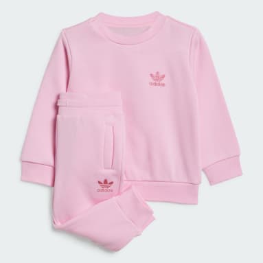 Conjunto sudadera cuello redondo y pantalón Adicolor Rosa Niño Originals
