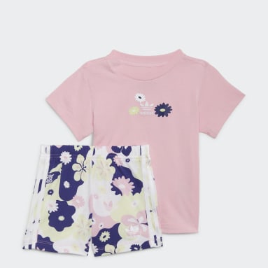 Completo Flower Print Shorts and Tee Rosa Ragazza Originals