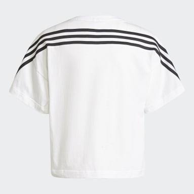 Playera Holgada Future Icons Sport 3 Franjas Algodón Orgánico Blanco Niña Sportswear