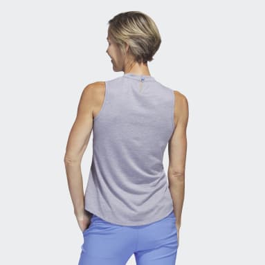 Polo de golf sans manches à col cheminée et en tissu chiné Essentials Bleu Femmes Golf