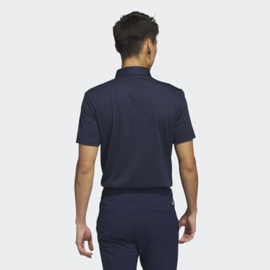 Men Golf Blue Textured Jacquard Golf Polo Shirt
