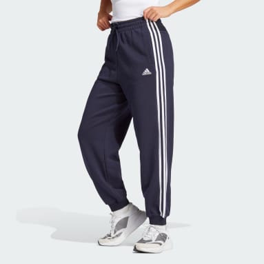 Pantalón Essentials French Terry Loose-Fit 3 bandas Azul Mujer Sportswear
