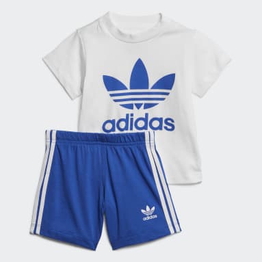 Infants Originals White Trefoil Shorts Tee Set