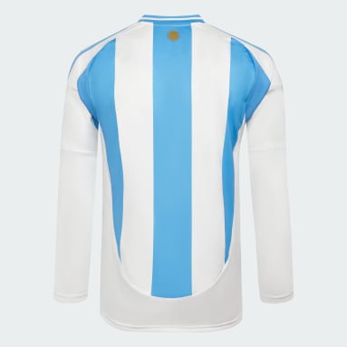 Camiseta Titular Argentina 24 Manga Larga Blanco Hombre Fútbol