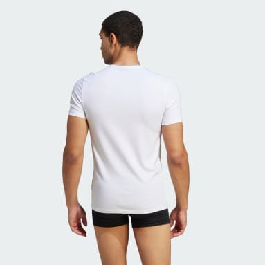 Men Training White Active Flex Cotton Crewneck Shirt Underwear