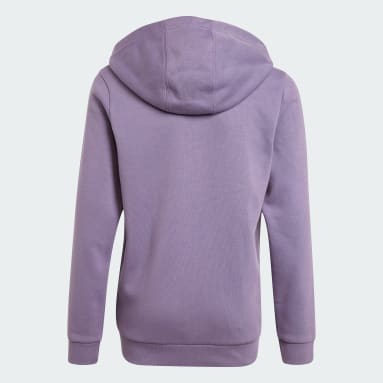 Youth 8-16 Years Sportswear Purple Essentials 3-Stripes Fleece Full-Zip Hoodie