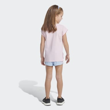 Children Sportswear Pink Graphic Tee and Shorts Set