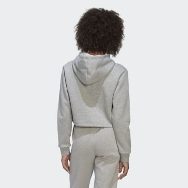 Women's Originals Grey Adicolor Essentials Crop Fleece Hoodie