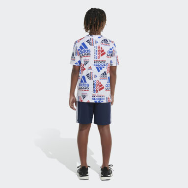 Youth Training White Short Sleeve "Brand Love Echo" All Over Print Tee