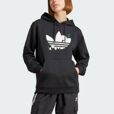 Sudadera con capucha Flower Embroidery Negro Mujer Originals