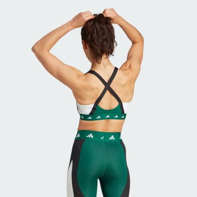 Kvinder Fitness Og Træning Grøn Powerimpact Training Medium-Support Techfit Colorblock bh