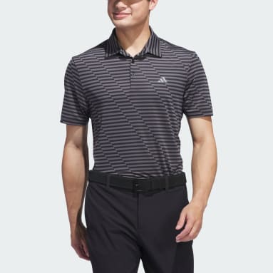 Men Golf Black Ultimate365 Mesh Print Polo