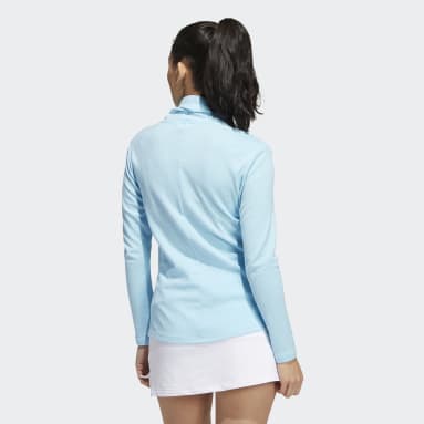 Women Golf Blue Mélange High Mock Pullover