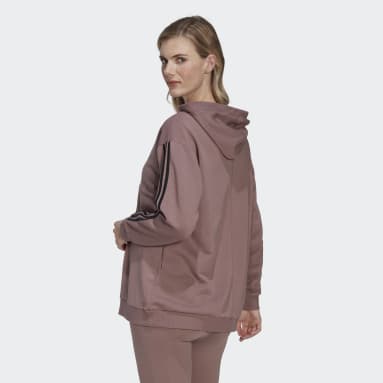 Sweat-shirt à capuche Essentials Cotton 3-Stripes (Maternité) Marron Femmes Sportswear