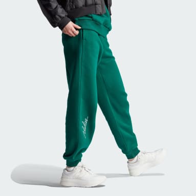 Kvinder Sportswear Grøn Scribble Embroidery Fleece bukser
