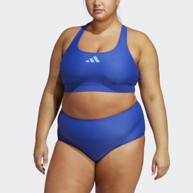 Kvinder Svømning Blå Sporty Plus Size bikinitop