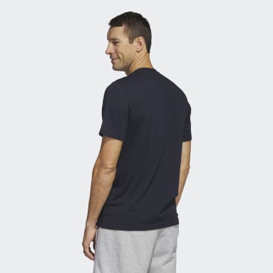 Men Sportswear Blue Multi Linear Sportswear Graphic Tee (Short Sleeve)
