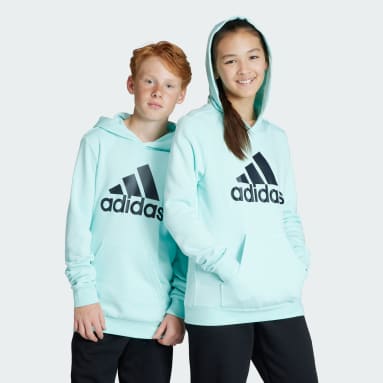 Youth 8-16 Years Sportswear Turquoise Big Logo Essentials Cotton Hoodie