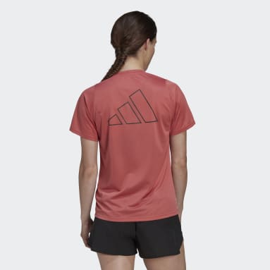 T-shirt de sport rouge-rose style athl\u00e9tique Mode Hauts T-shirts de sport 
