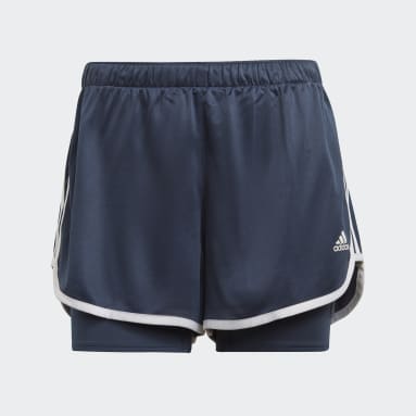 Shorts Dos en Uno Marathon 20 Azul Mujer Running