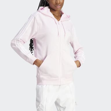 Veste à capuche entièrement zippée en molleton à coupe standard Essentials 3-Stripes Rose Femmes Sportswear