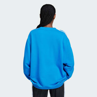 Dames Originals blauw 3-Stripes Oversized Sweatshirt