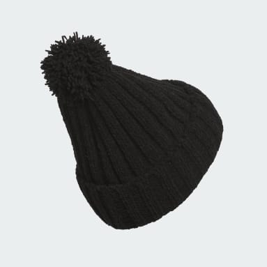 Bonnet à pompon maille chenille torsadée Noir Femmes Golf