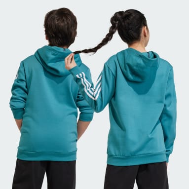 Kids Sportswear Turquoise Tiberio 3-Stripes Colorblock Fleece Hoodie Kids