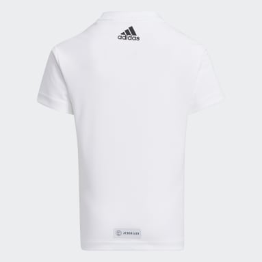Girls Training White Cotton Graphic Tee
