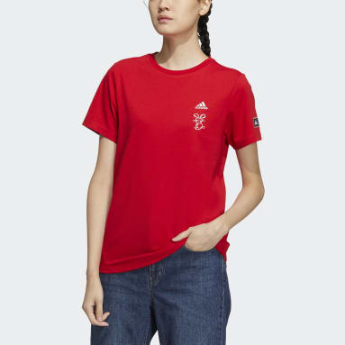 Women Lifestyle Red Graphic Tee