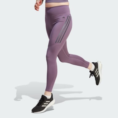 ผู้หญิง วิ่ง สีม่วง กางเกงรัดรูปเจ็ดส่วน DailyRun 3-Stripes