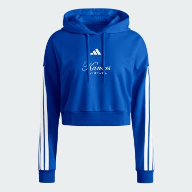 Kansas Jayhawks Essentials 3-Stripes Crop Hoodie